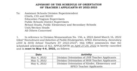 Virtual Orientation for Teacher Applicants I SY 2022.